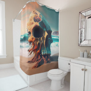 Rideaux De Douche Skull on the beach