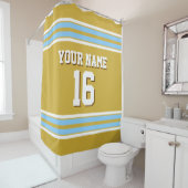 Rideaux De Douche Sky Blue White Stripes Sports Jersey (En situation)