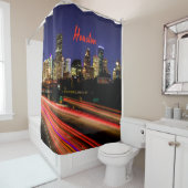 Rideaux De Douche Skyline de Houston Texas City (En situation)