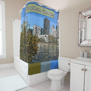Rideaux De Douche Skyline de printemps de Francfort, Allemagne