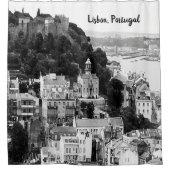 Rideaux De Douche Skyline noir et blanc Lisbonne Portugal (Devant)