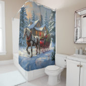 Rideaux De Douche Sleigh Père Noël à cheval de Noël (En situation)