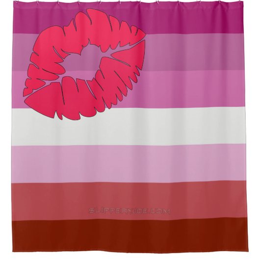 Rideaux De Douche SlipperyJoe rouge à lèvres drapeau de la fierté le (Devant)