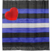 Rideaux De Douche SlipperyJoe's cuir drapeau orgueil noir bleu royal (Devant)