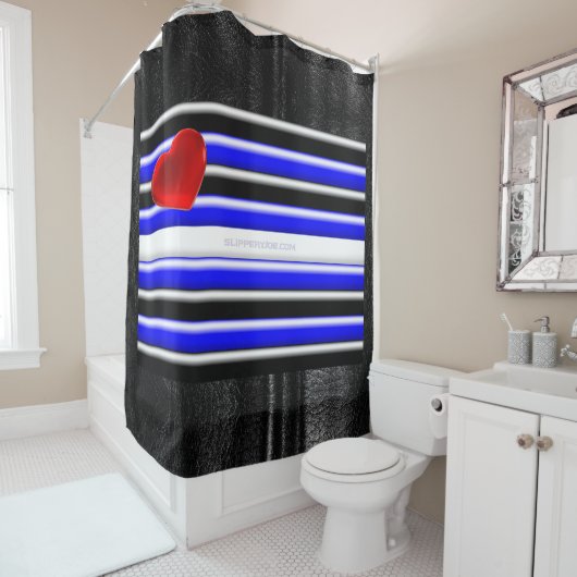 Rideaux De Douche SlipperyJoe's Gay Leather Pride drapeau royal noir (En situation)