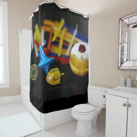 Rideaux De Douche SlipperyJoe's Happy Hanoukka Star of David pièce m (En situation)