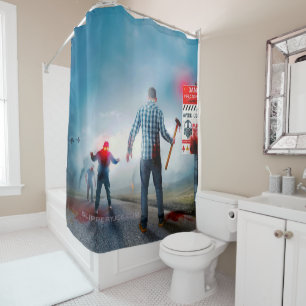 Rideaux De Douche SlipperyJoe's heureux Halloween yeux brillants zom