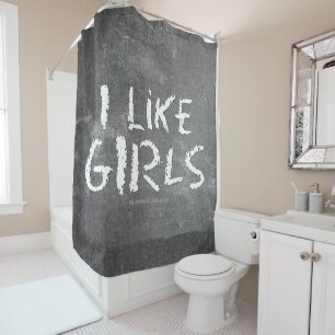 Rideaux De Douche SlipperyJoe's J'aime les filles tableau noir sale 