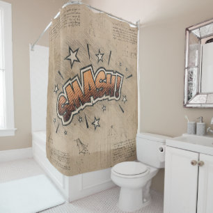 Rideaux De Douche SMASH ! Livre de bande dessinée vintage Steampunk