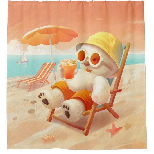 Rideaux De Douche Smile Dog - Mode Plage Activé (Devant)