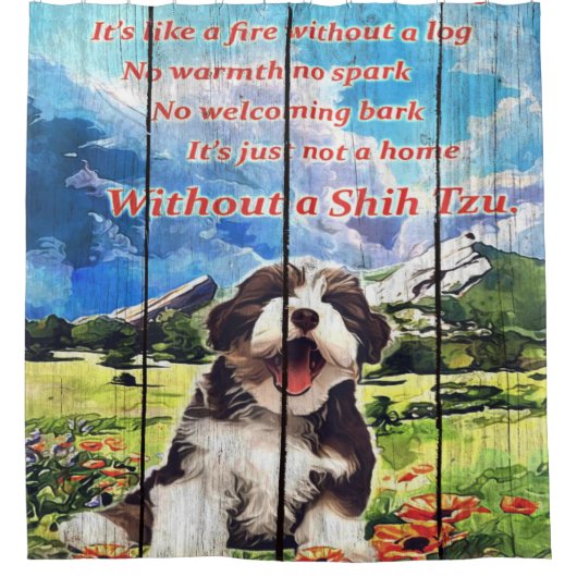 Rideaux De Douche Smile Shih Tzu Avec De Beaux Paysages (Devant)