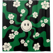 Rideaux De Douche Smile - Vert, Crème et Noir (Devant)