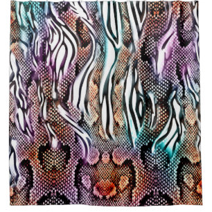 Rideaux De Douche Snake Print, Poster de animal, coloré,