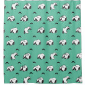 Rideaux De Douche Snoopy Moustaches et Motif Turquoise (Devant)