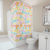 Rideaux De Douche Snoopy Pastel Text Pattern (En situation)