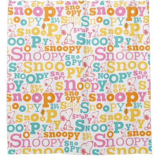 Rideaux De Douche Snoopy Pastel Text Pattern (Devant)