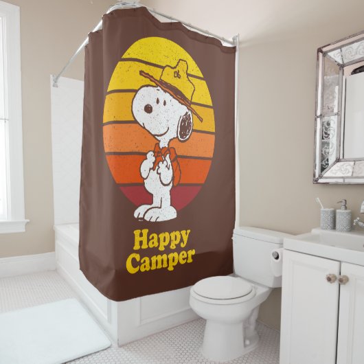 Rideaux De Douche Snoopy | Scout Beagle - Happy Camper (En situation)