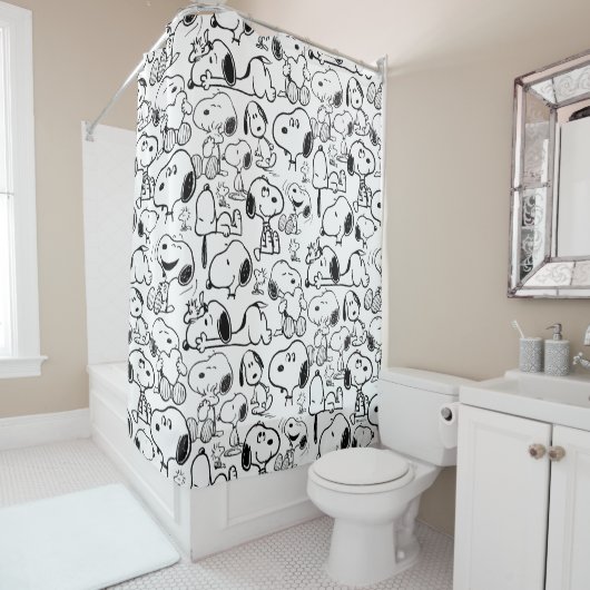 Rideaux De Douche Snoopy Smile Giggle Laugh Pattern (En situation)