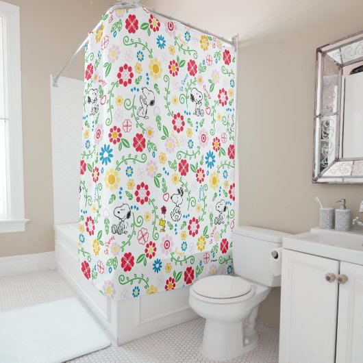 Rideaux De Douche Snoopy So Sweet Flower Pattern (En situation)