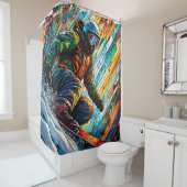 Rideaux De Douche Snowboard en verre doux Imaginaire (En situation)