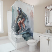 Rideaux De Douche Snowboardeur (En situation)