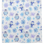 Rideaux De Douche Snowflakes, Snowmen et Pingouins de Noël (Devant)