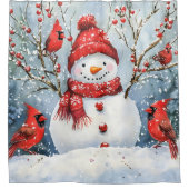 Rideaux De Douche Snowman and Red Cardinals  |  (Devant)