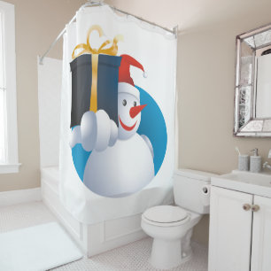 Rideaux De Douche Snowman donne un cadeau...