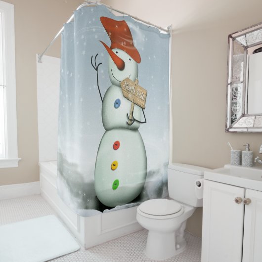 Rideaux De Douche Snowman du Pôle Nord (En situation)