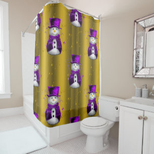Rideaux De Douche Snowman violet à Noël d'or