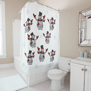 Rideaux De Douche Snowmen et Snowflakes