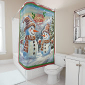 Rideaux De Douche Snowmen, Joyeux Noël, (En situation)