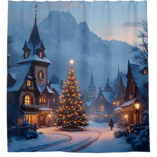 Rideaux De Douche Snowy Eve In The Square - (Devant)