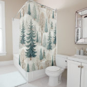 Rideaux De Douche Snowy Forest Pattern – Peaceful Winter Landscape (En situation)
