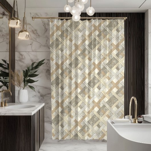 Rideaux De Douche Soft Neutral Curtain Modern Geometric Bathroom