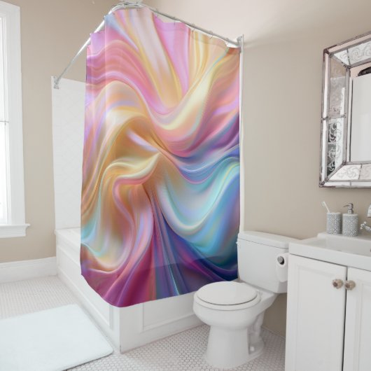 Rideaux De Douche Soie pastel colorée (En situation)