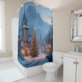 Rideaux De Douche Soir enneigé sur la place - (En situation)