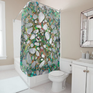 Rideaux De Douche Sol de mosaïque - perle et or #6 d'ormeau de