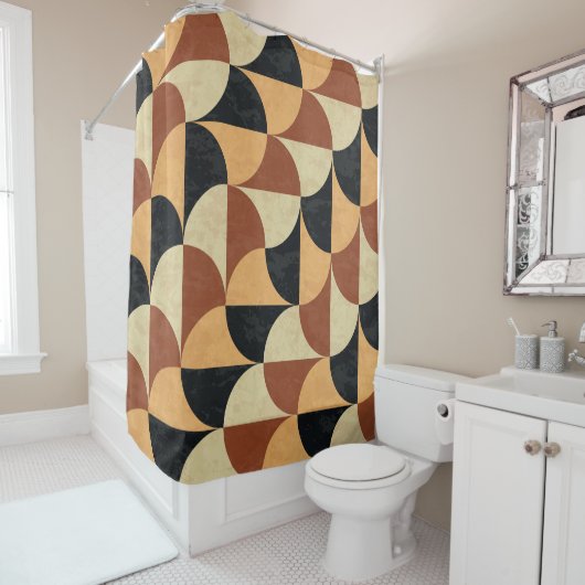 Rideaux De Douche Sol en marbre ancien, texture géométrique transpar (En situation)