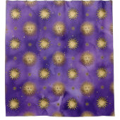 Rideaux De Douche Soleil céleste violet et doré (Devant)