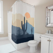 Rideaux De Douche Soleil désert bleu et beige (En situation)