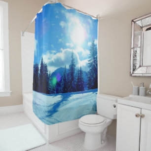 Rideaux De Douche Soleil d'hiver époustouflant et paysage neigeux