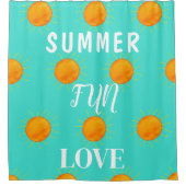 Rideaux De Douche Soleil Été Amour Amusant Turquoise (Devant)