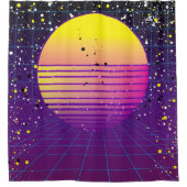 Rideaux De Douche Soleil jaune violet des années 80 rétro (Devant)