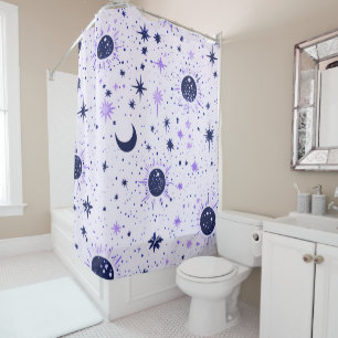 Rideaux De Douche Soleil Lune Étoiles Célestes Noir et Violet