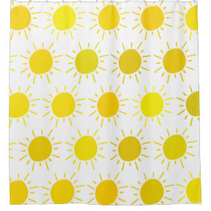 Rideaux De Douche Soleil peint en jaune fantaisiste