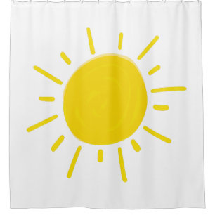 Rideaux De Douche Soleil Peint Whimsical Jaune Sun