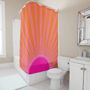 Rideaux De Douche Soleil Sunrise Orange Et Rose Chaud Preppy Sunshin