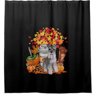 Rideaux De Douche son chien de schnauzer d'automne halloween thanksg
