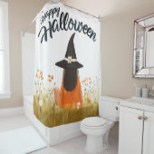 Rideaux De Douche Sorcière d'Halloween dans un champ de fleurs (En situation)